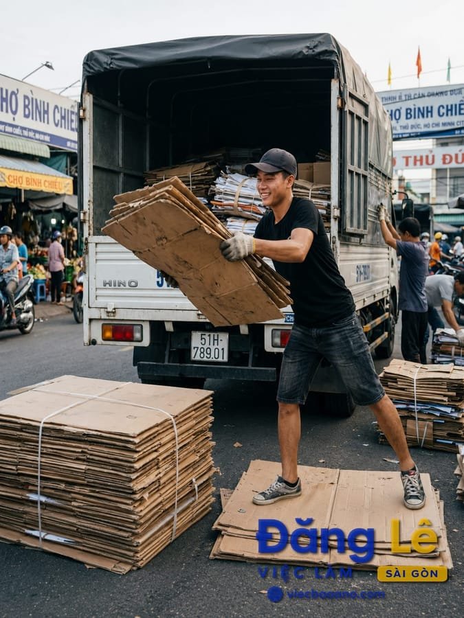 PHỤ THEO XE TẢI THU GOM GIẤY CŨ , PHẾ LIỆU