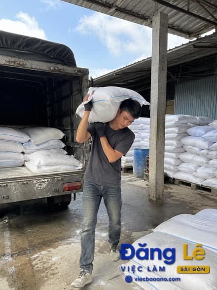 NHÂN VIÊN THEO XE TẢI BỐC XẾP MUỐI