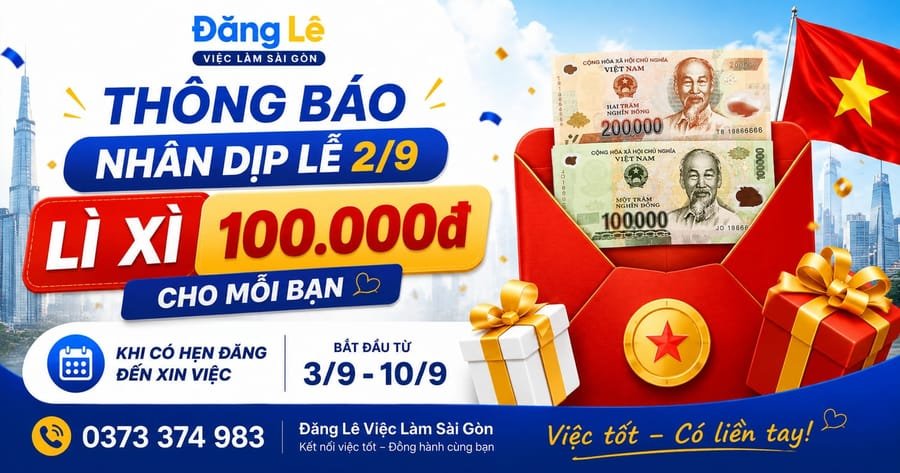 LÌ XÌ 100.000Đ NHÂN DỊP LỄ 2/9